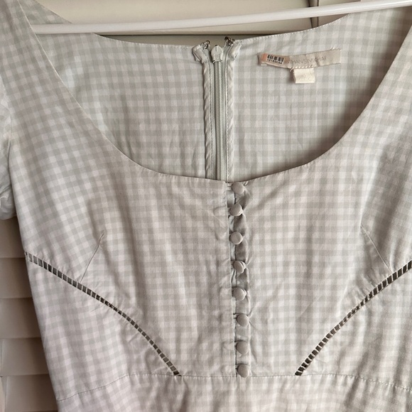 Jonathan Simkhai gingham poplin white plaid high low ruffle dress puff sleeves - Picture 9 of 11